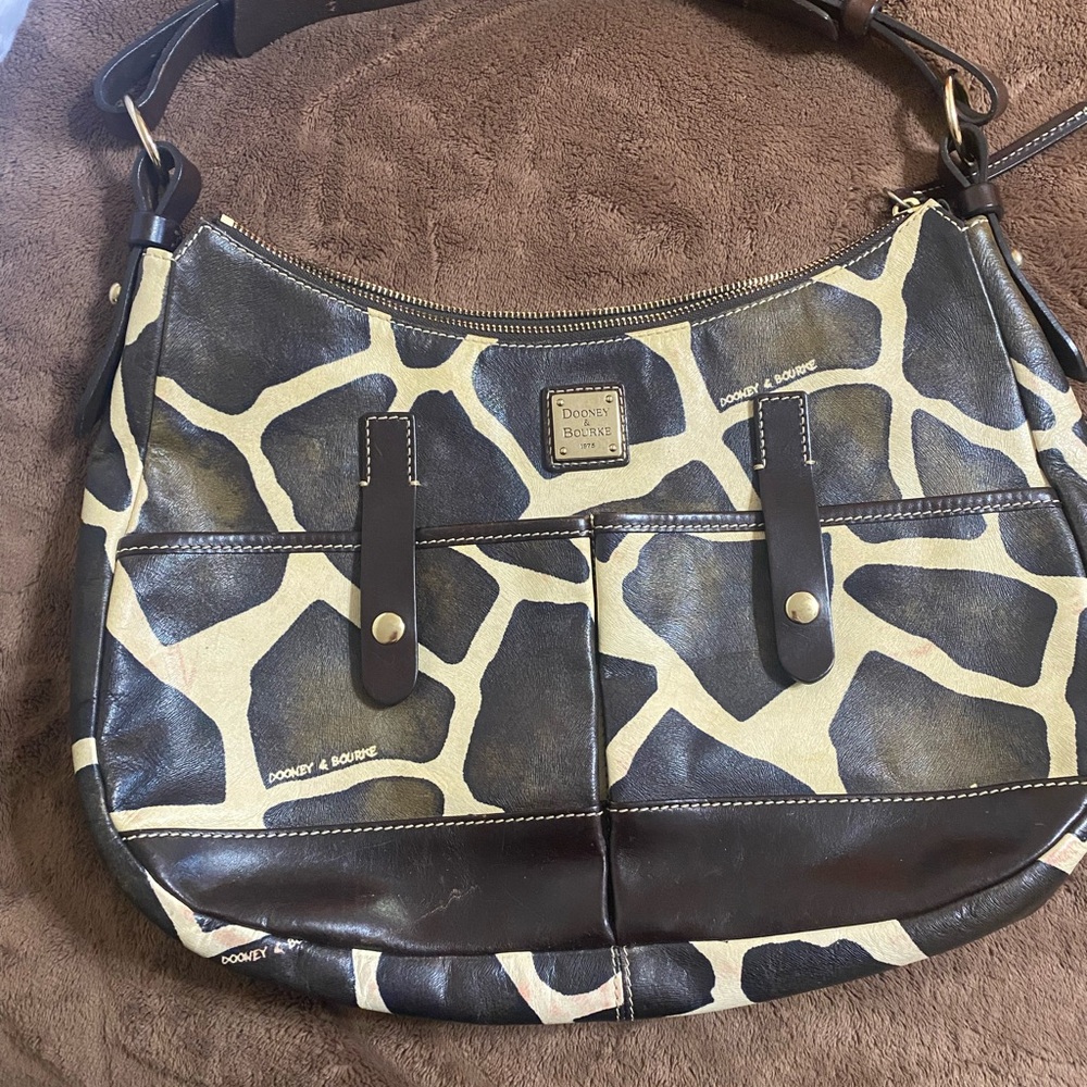 Dooney & Bourke Brown and Cream Giraffe Print Women's Bag